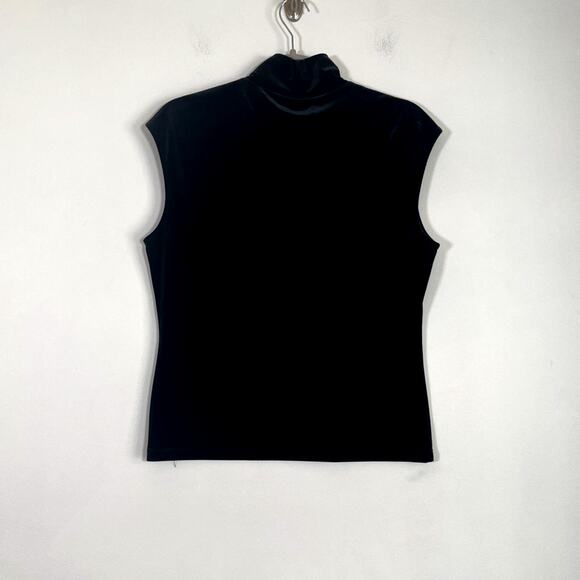 Vintage 90s The Limited Black Velvet Mock Neck Sleeveless Blouse Size Large - Picture 2 of 6
